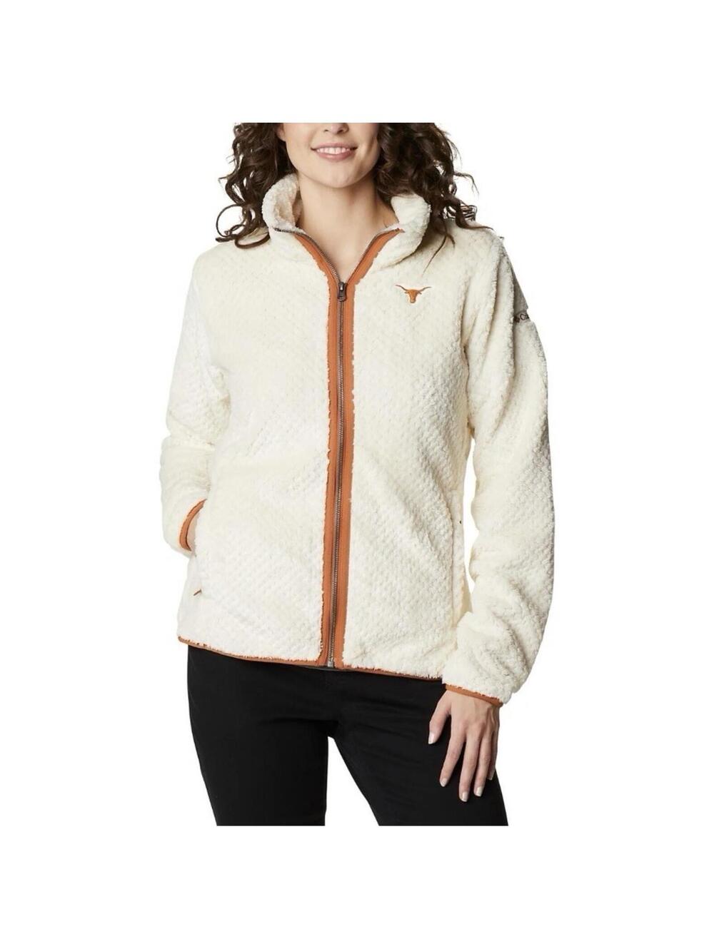 Columbia University of Texas Fire Side II Sherpa Full Zip Jacket Cream Ivory SM
